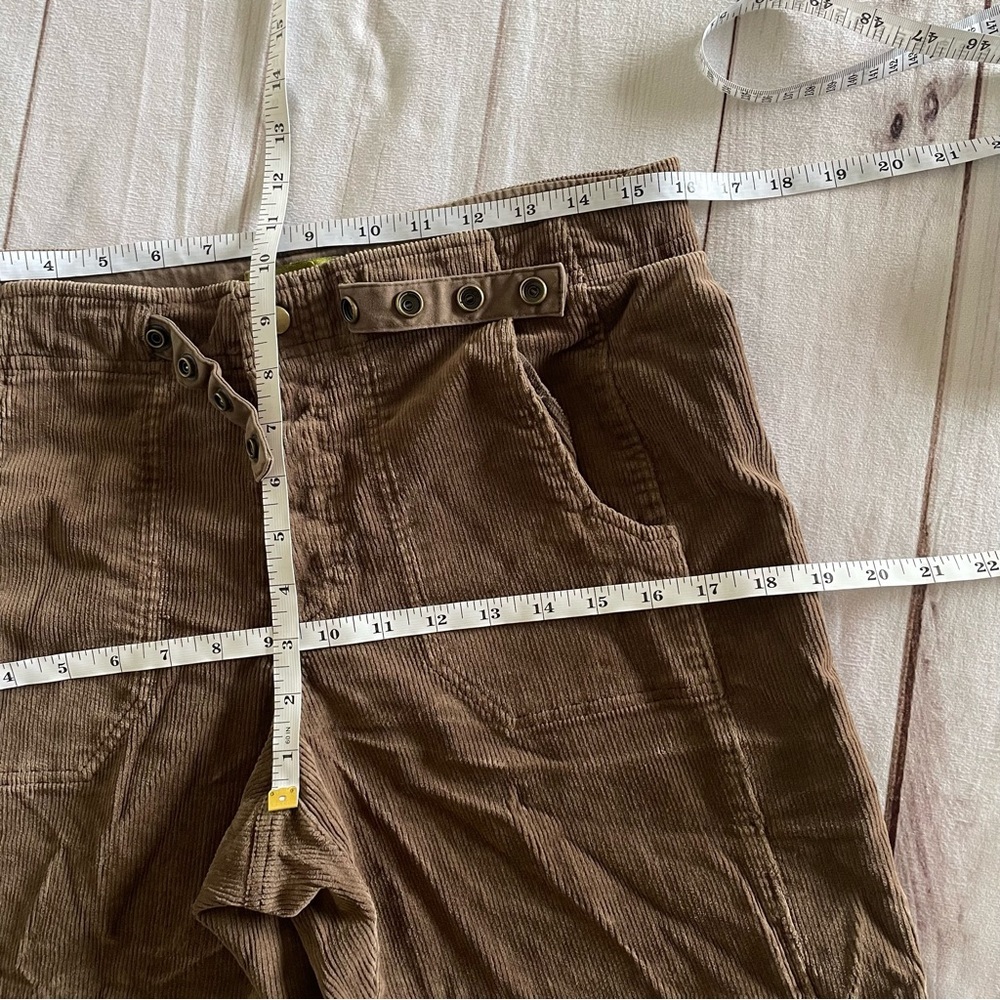 Y2k Corduroy Cropped Capri Pants Women’s 6 Brown Cinch Button Outdoor 90s Pulp - Picture 12 of 14